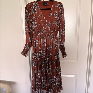 Rust Floral Midi Dress